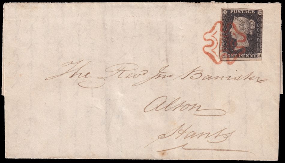 The cover from Gosport to Alton, Hampshire posted on July 1840