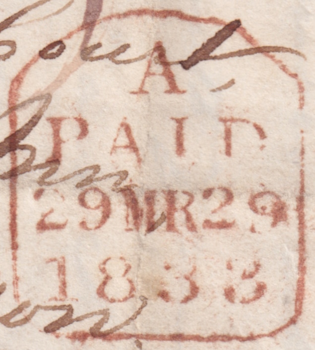 Red PAID mark from 1833