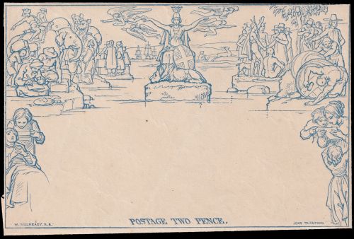 Mulready postal stationery, Two Pence Blue