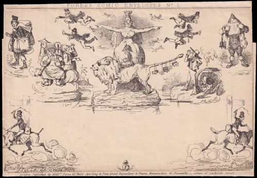 Caricature envelope of the Mulready postal stationery