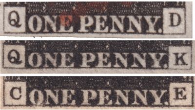 Check letter on Penny Black stamps
