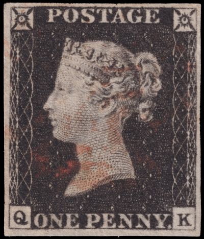 The Penny Black, the first postage stamp of the world