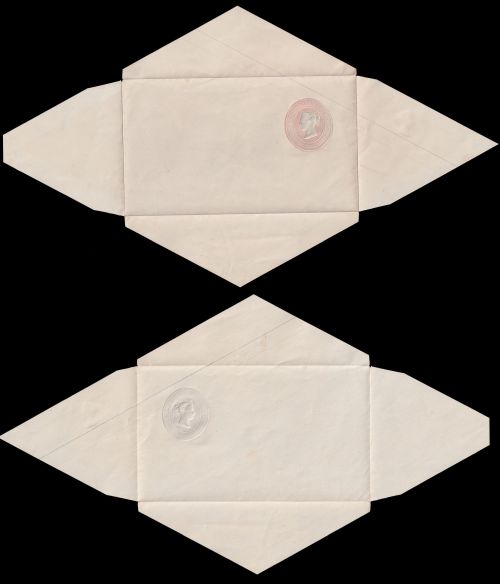 Example of unfolded and ungummed Penny Pink envelope, issued between 1841 and 1845