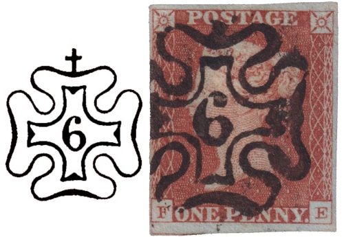 Red Maltese Cross obliterator