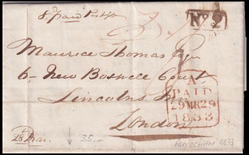 Paid letter, posted in 1833