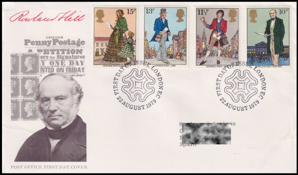 Rowland Hill and Postal Reform on FDC of UK 1979