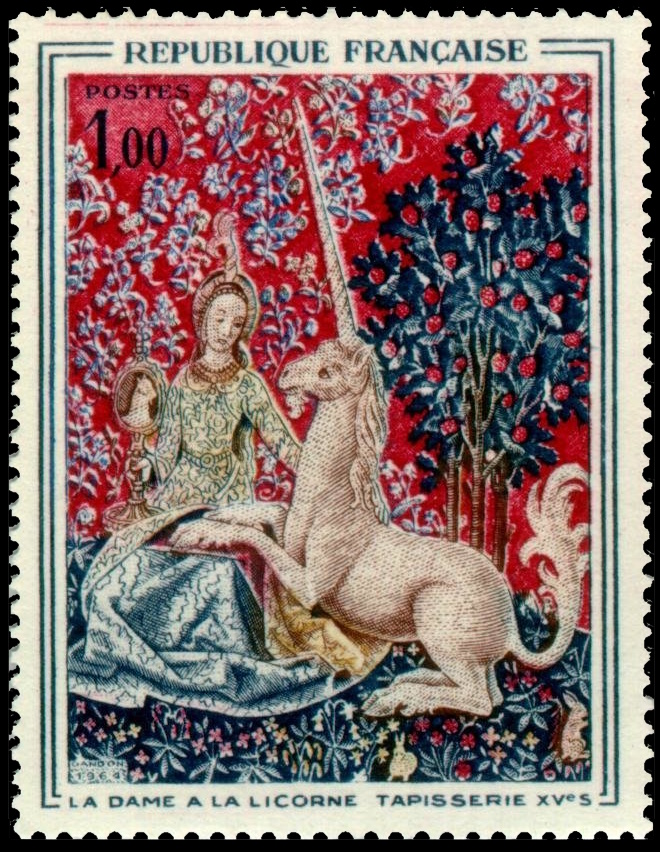 Unicorn on stamp of France 1964