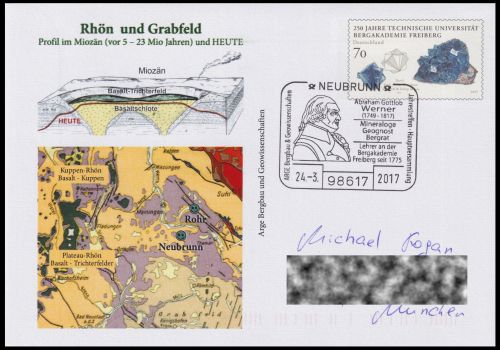 Abraham Gottlob Werner on commemorative postmark of Germany 2015 Abraham Gottlob Werner on commemorative postmark of Germany 2015