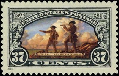Meriwether Lewis and William Clark on stamp of USA 2004 Meriwether Lewis and William Clark on stamp of USA 2004