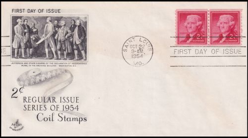 Thomas Jefferson on FDC of USA from 1954