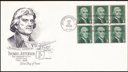 Thomas Jefferson on FDC of USA from 1968