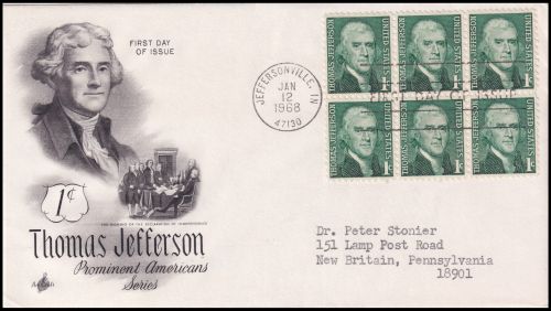 Thomas Jefferson on FDC of USA from 1968