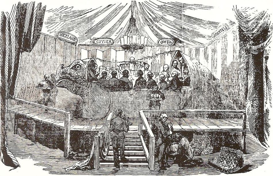 The Crystal The Dinner in the Dinosaur, sketch by Benjamin Waterhouse Hawkins