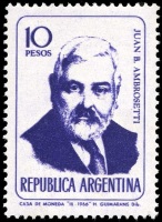 Juan Bautista Ambrosetti on stamp of Argentina 1966
