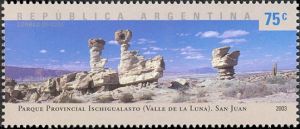 Ischigualasto national park on stamp of Argentina 2002