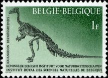 Iguanodon on stamp of Belgium 1966