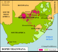 Map of Bophuthatswana