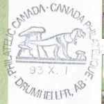 Tyrannosaurus postmark of Canada from 1993