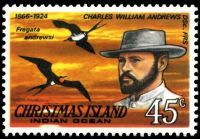 British paleontologuist Charles William Andrews on stamp of Christmas Island 1978