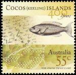Stamp of Cocos islands 2009 dedicated to visit of Charles Darwin