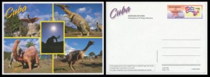 Post stationery with some prehistoric animals from Baconao park of Cuba