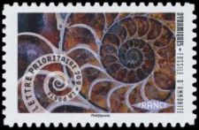 Ammonite on stamp of France 2014