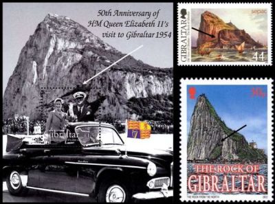 Entrance of Neanderthal's cave on stamps of Gibraltar