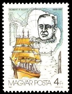 Robert Falcon Scott on stamp of Hugary 1987