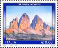 Dolomites mountain on stamp of Italy 2008