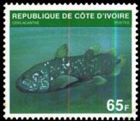 Coelacanth fish on stamp of Ivory Coast 1979