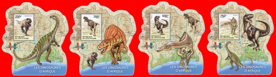 African dinosaurs on stamps of Ivory coast 2017