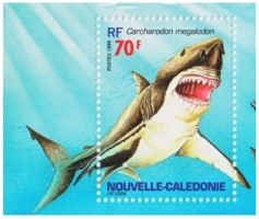 Carcharocles.megalodon on stamps of New Caledonia 1999