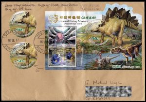 Dinosaur on circulated cover of North Korea