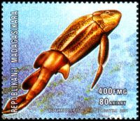 Prehistoric fish Bothriolepis ob stamp of Madagascar 2001