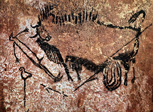 A Bison from a cave painting likely from the Lascaux Cave of France