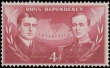 Robert Falcon Scott  on stamp of the Ross Dependency 1957