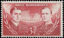 Robert Falcon Scott  on stamp of the Ross Dependency 1967