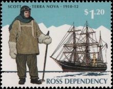 Robert Falcon Scott  on stamp of the Ross Dependency 1995