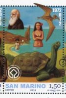 Charles Darwin and Pteranodon on stamp of San Marino 2012