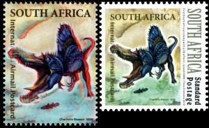 Suchomimus dinosaur on stamps of South Africa 2009 and 2010