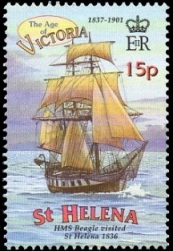 H.M.S. Beagle on stamp Saint Helena 2001