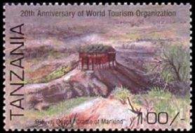 Olduvai Gorge valley on stamps of Tanzania 1991