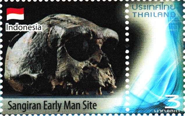 Sangiran man skull on personalized stamp of Thailand 2015