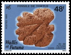 Tortoise figure on stamps of Wallis and Futuna 1990