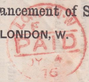 Paid post mark of London