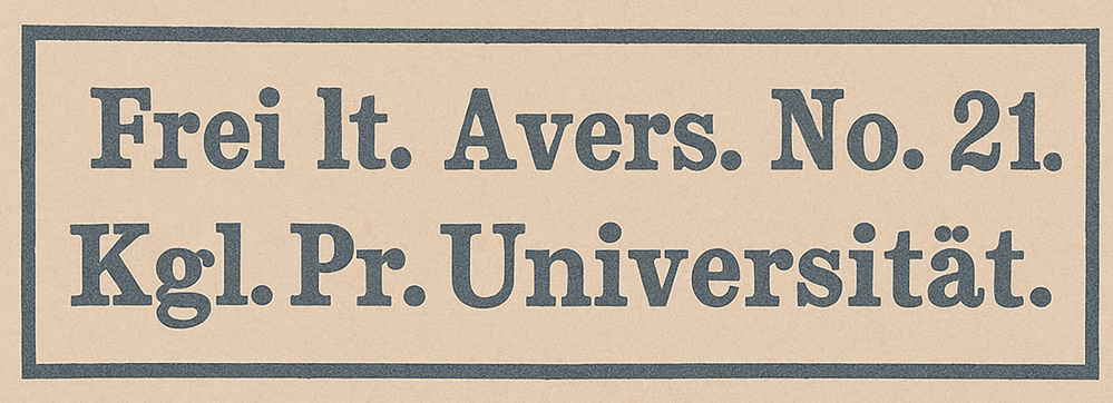 Answer card of Zoological Museum of Berlin from 1912