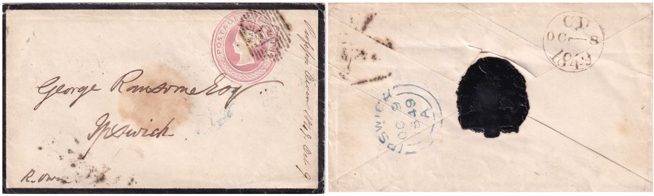 Letter from Professor Richard Owen to George Ransome in Ipswich , posted in 1849