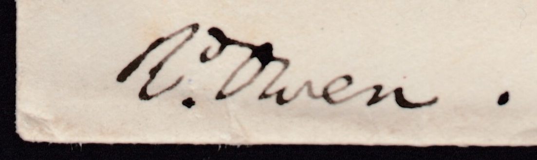 Richard Owen signature fromm the bottom-left corner of the envelope