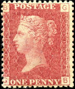 Penny red stamp Great Britain 1864