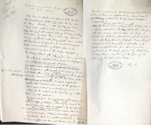 The draft of thee letter sent by Richard Owen to the Trustees of the British Museum on July 5th 1876
